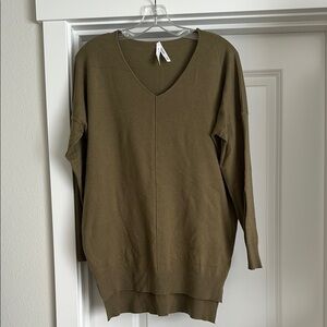 Green V-Neck Sweater Knit